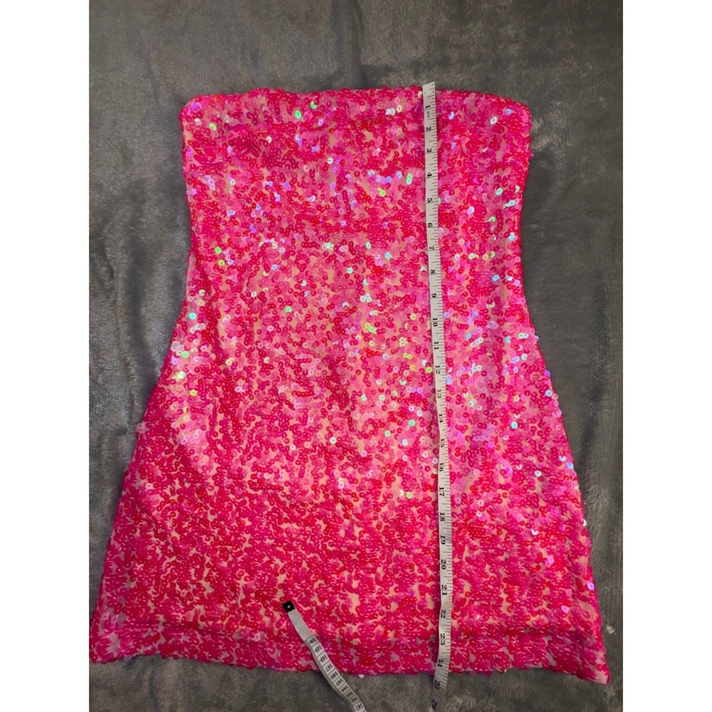 Show Me Your‎ Mumu Sequin Mini On My Way Dress Small Hot Pink Strapless Hoco - Picture 3 of 16